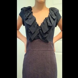 Rebeca Taylor silk bodes with tweed bottom dress.